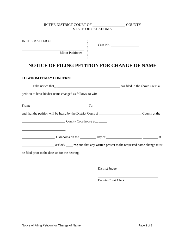 Oklahoma Petition Name  Form
