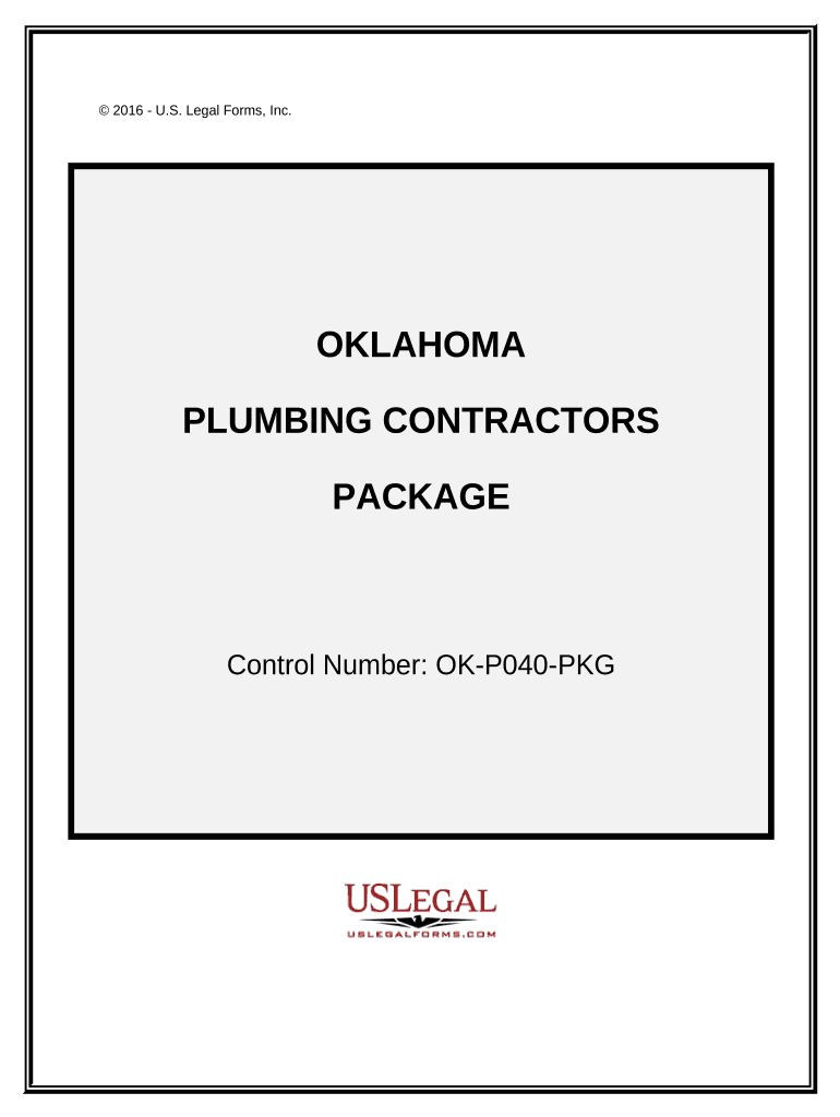 Plumbing Contractor Package Oklahoma  Form