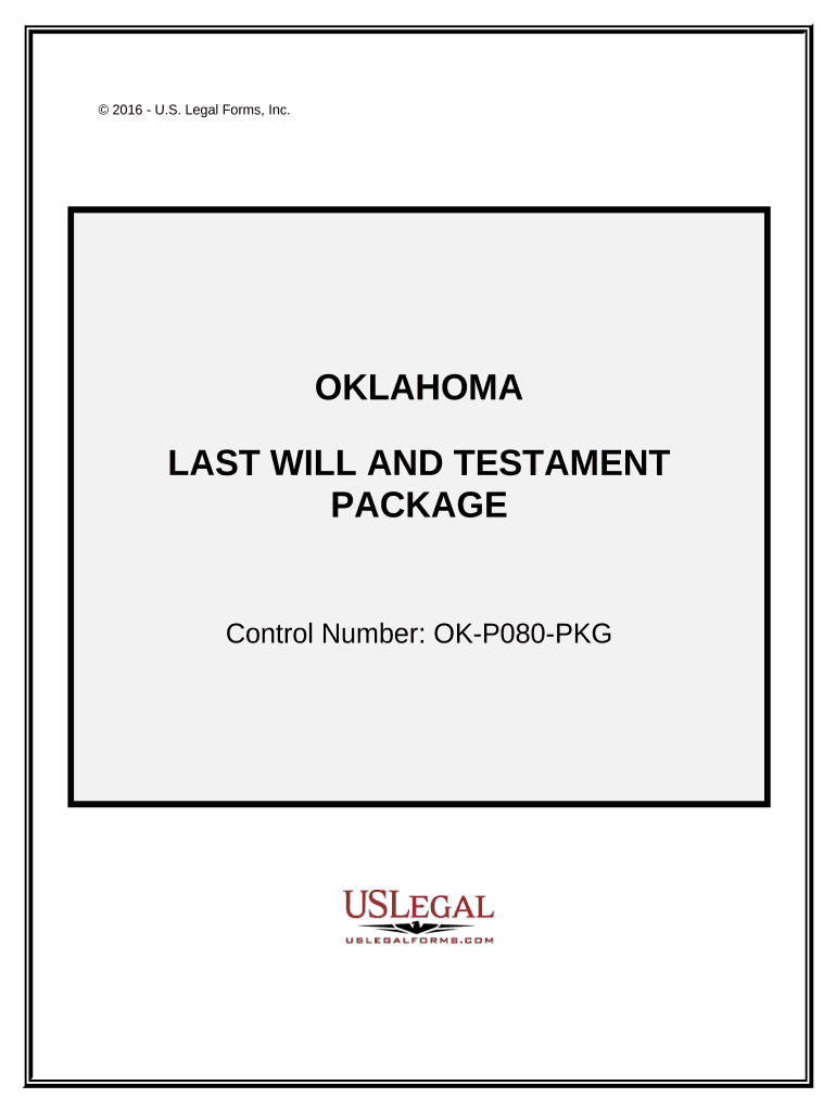 Last Will and Testament Package Oklahoma  Form