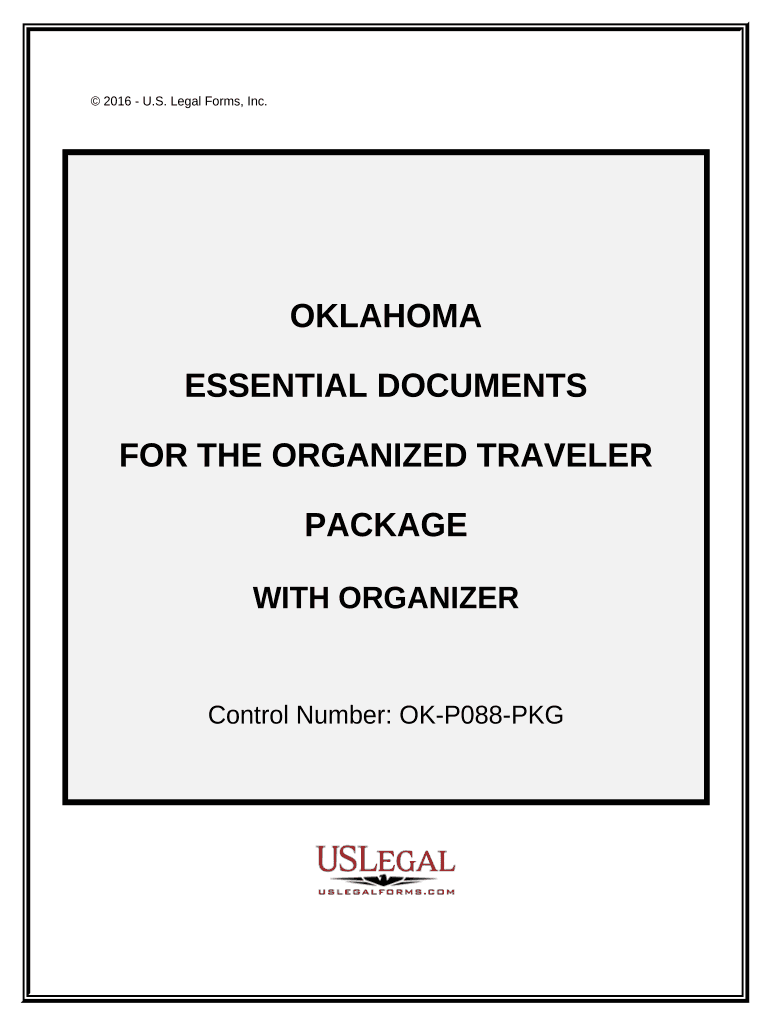 Essential Documents for the Organized Traveler Package with Personal Organizer Oklahoma  Form