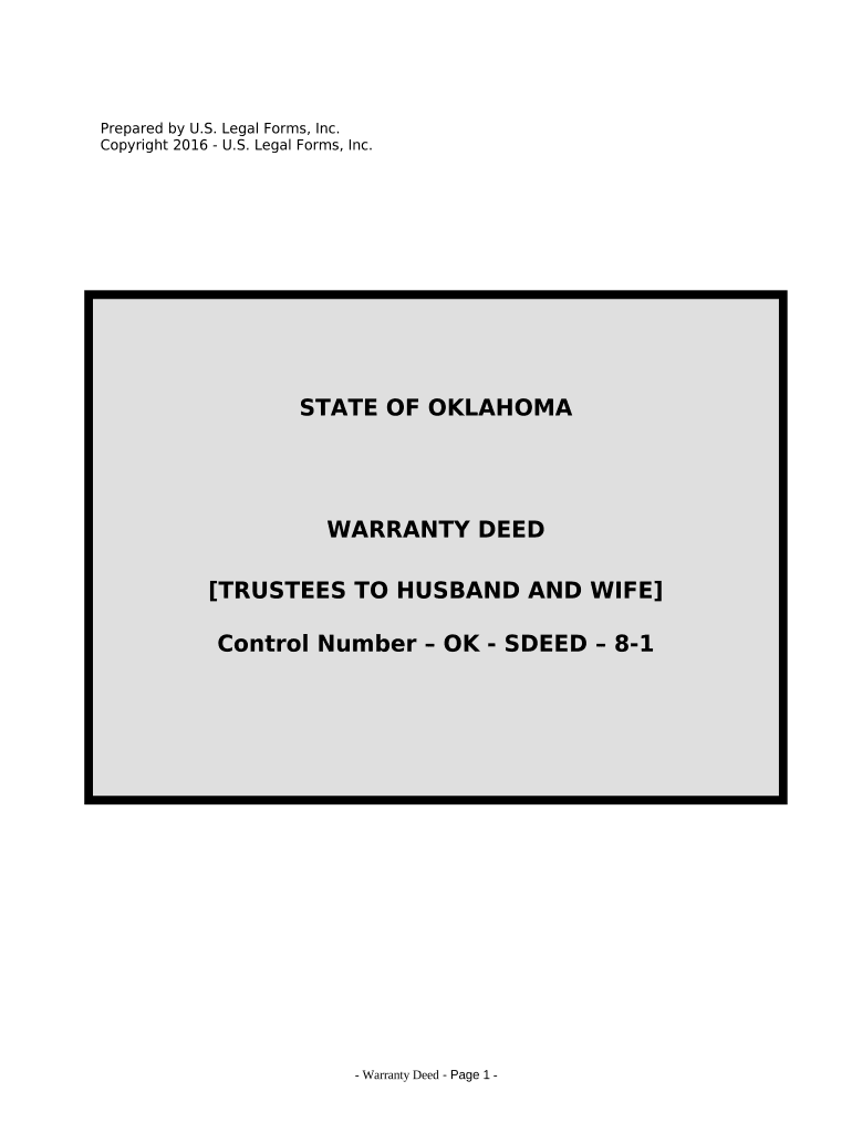 Warranty Deed from Trustees to Husband and Wife Oklahoma  Form