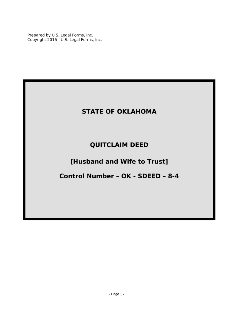 Quitclaim Deed from Husband and Wife to Trust Oklahoma  Form