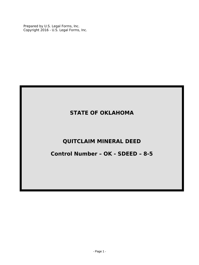 Oklahoma Mineral Deed  Form