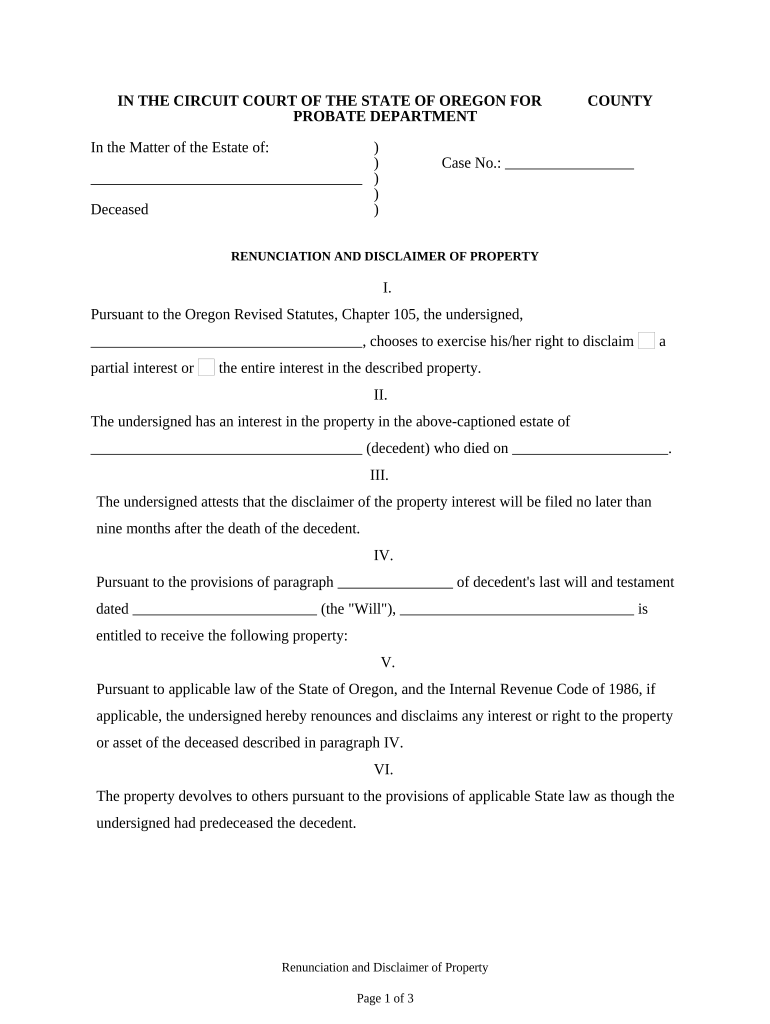 Disclaimer Property  Form
