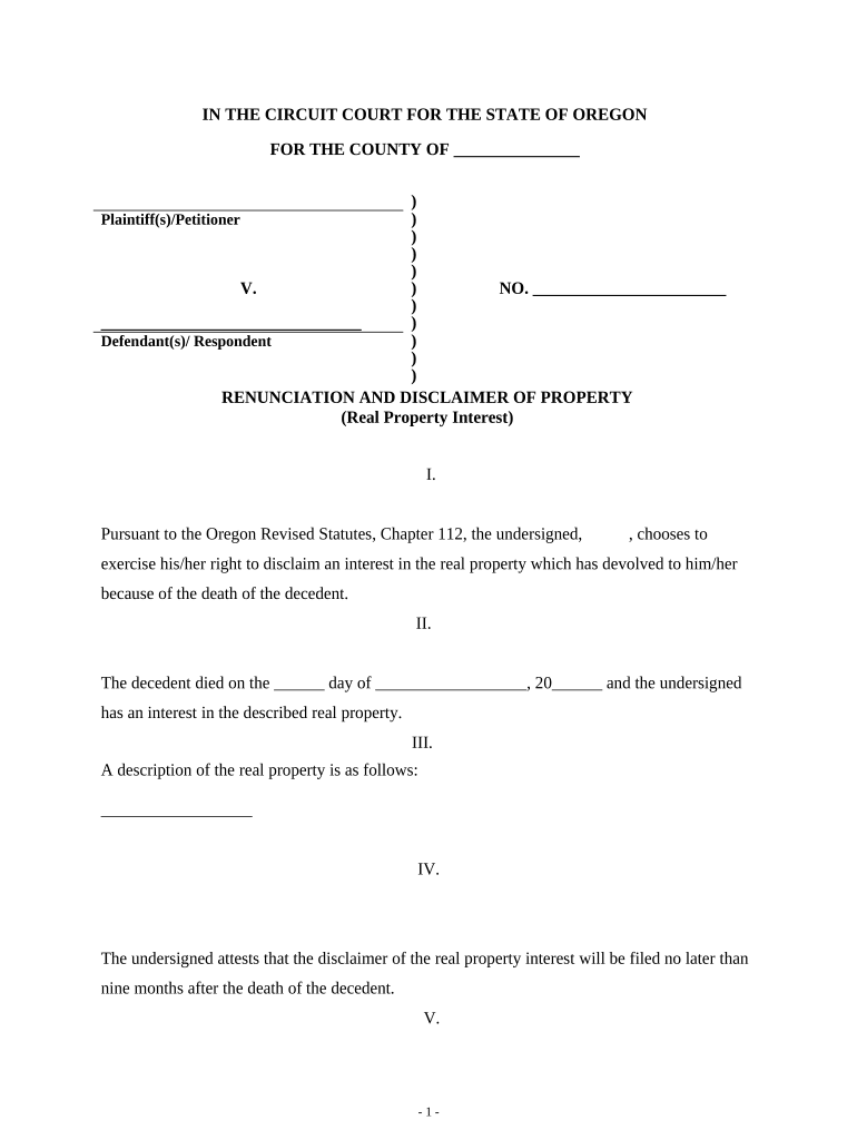 Oregon Real Property  Form