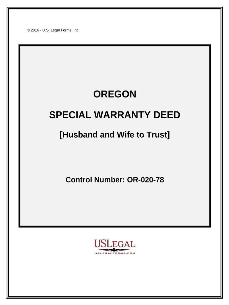 Special Warranty Deed Husband and Wife to Trust Oregon  Form