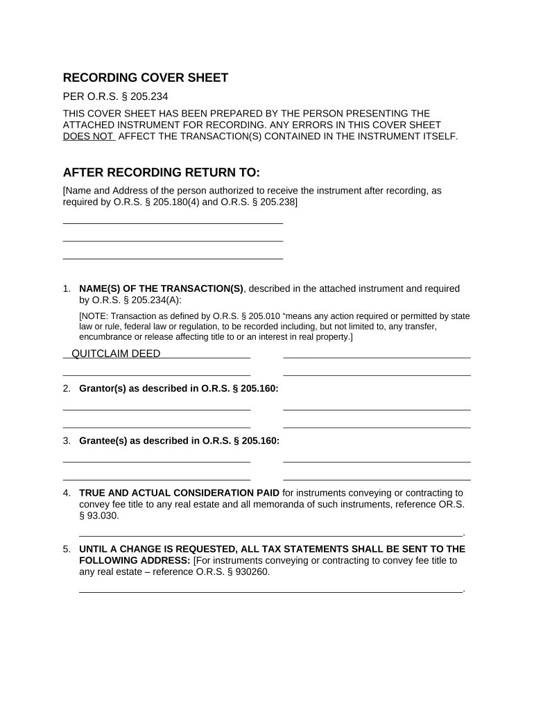 Quitclaim Deed Individual to Three Individuals Oregon Form