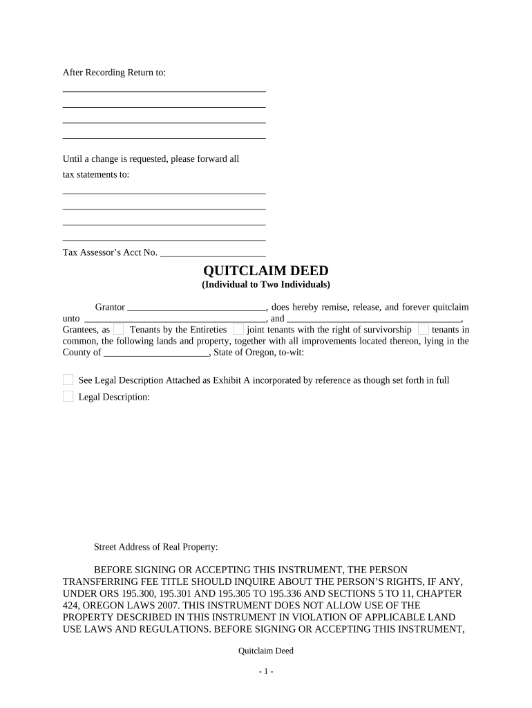 Or Quitclaim Deed  Form