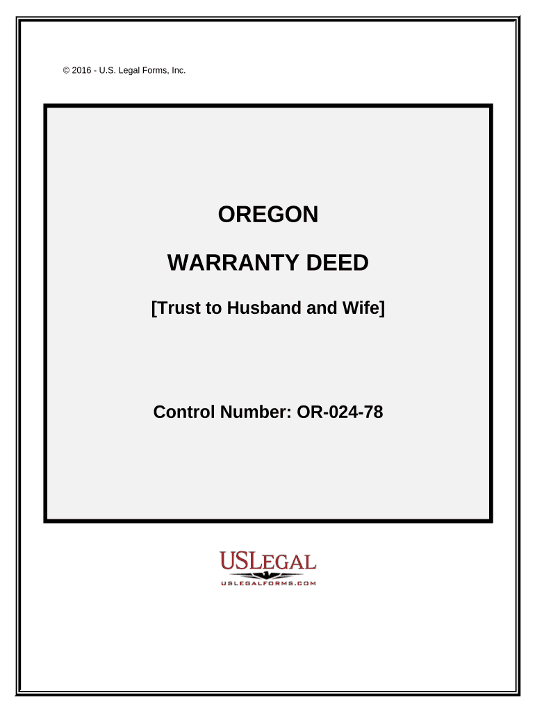 Warranty Deed from a Trust to a Husband and Wife Oregon  Form