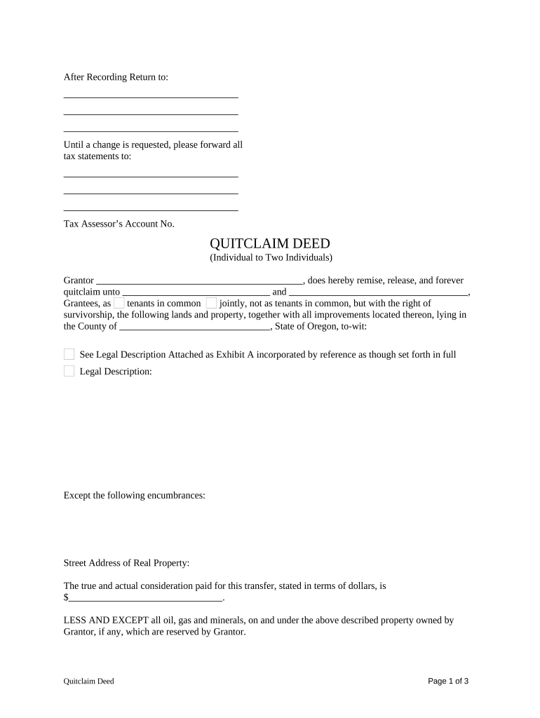 Oregon Deed  Form