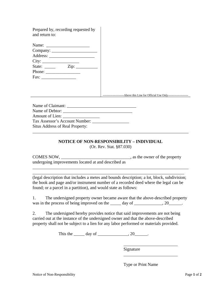Oregon Notice  Form
