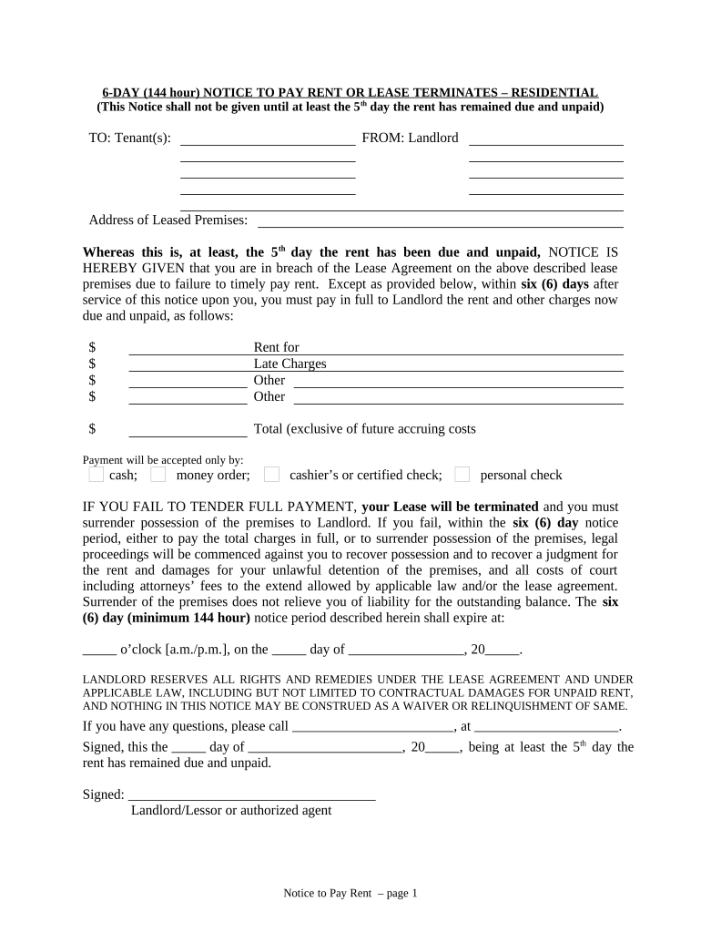 Oregon Pay Rent  Form