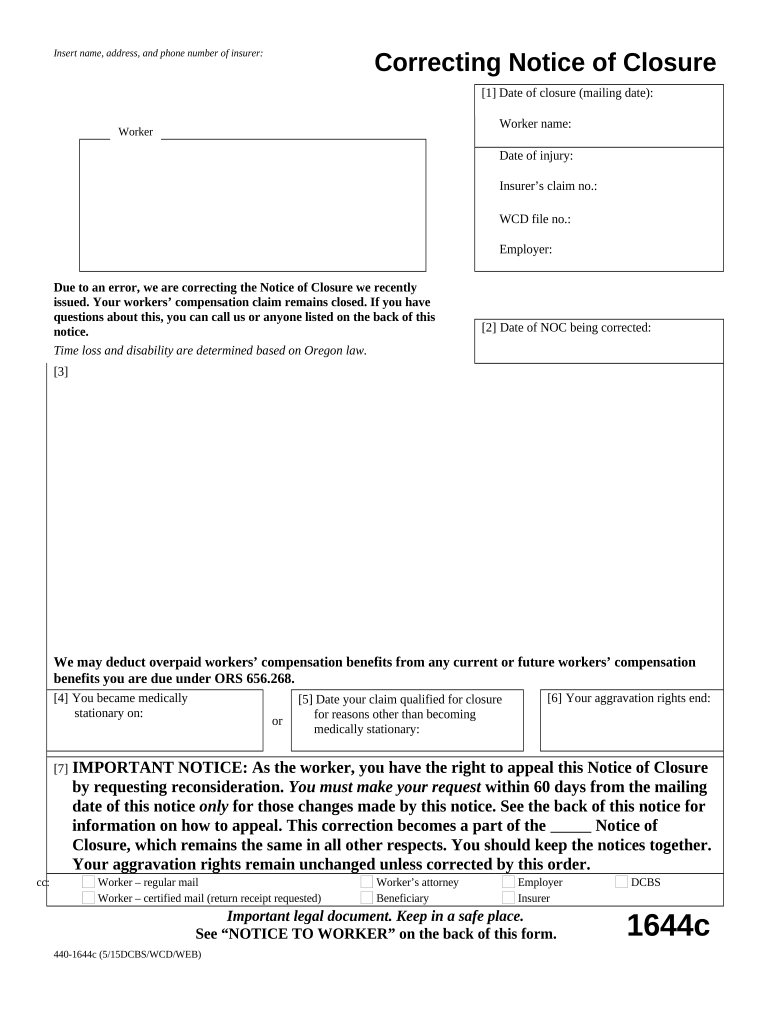 Oregon Notice Form