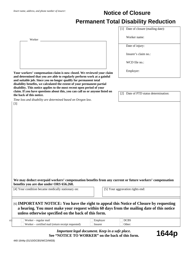 Permanent Total Disability  Form