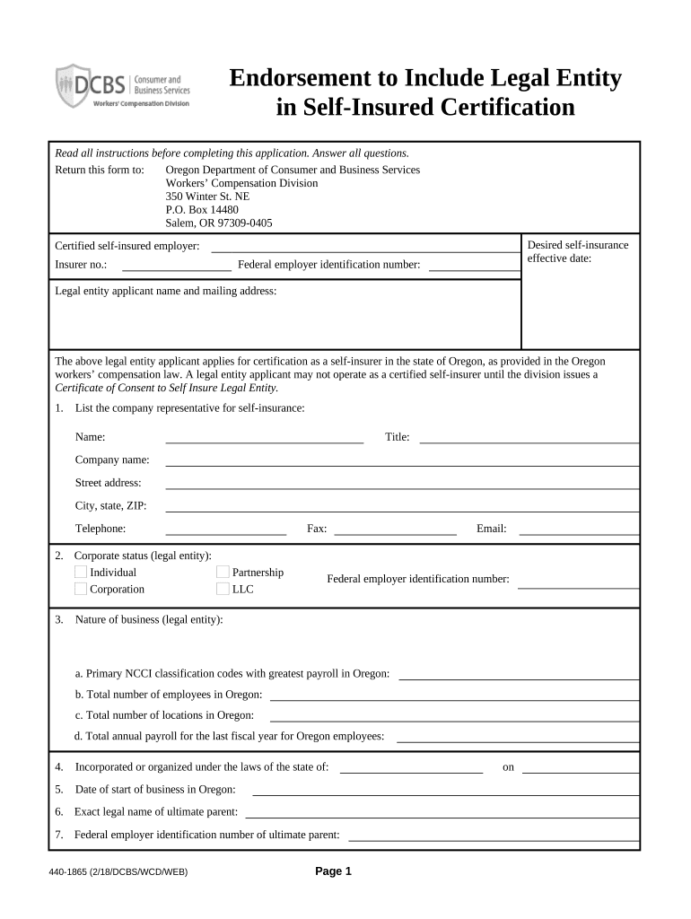 Oregon Entity  Form