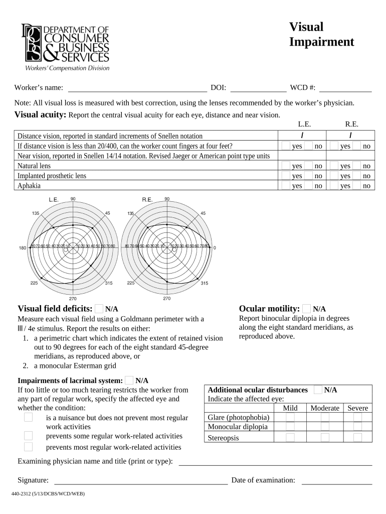 Visual Impairment Oregon  Form