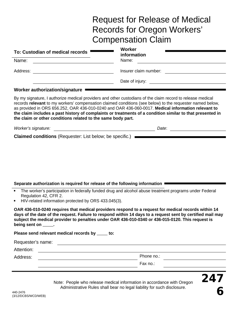 Oregon Workers Compensation Claim  Form