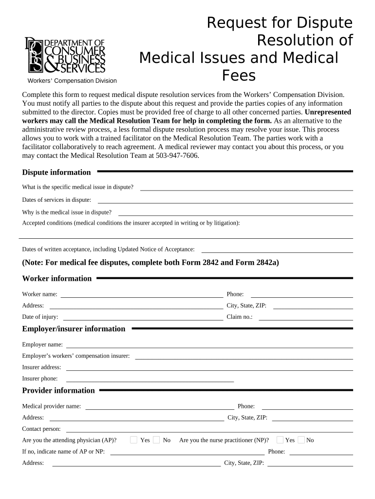 Dispute Resolution Fees  Form