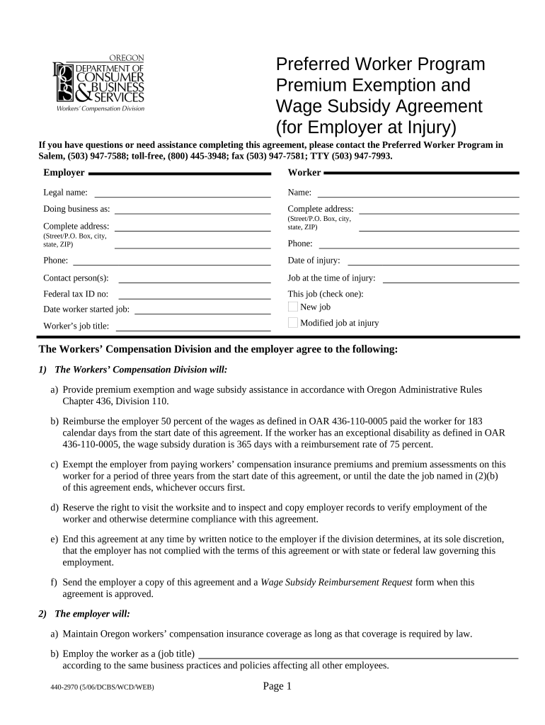 Oregon Worker Program  Form