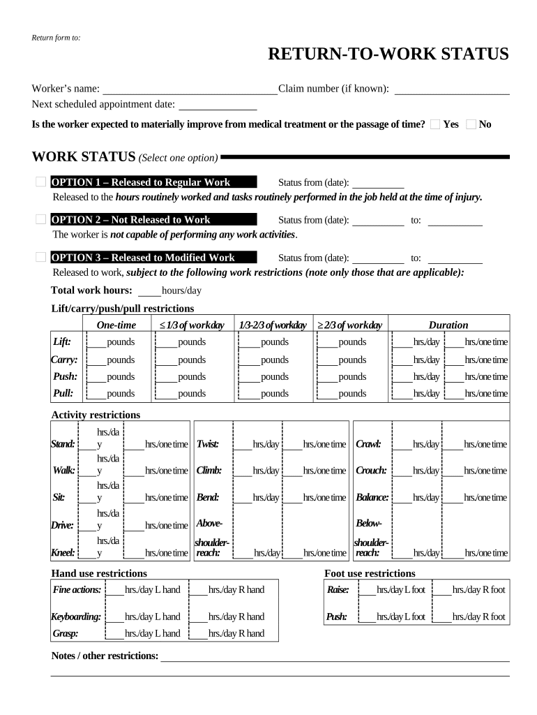 Oregon Work Form