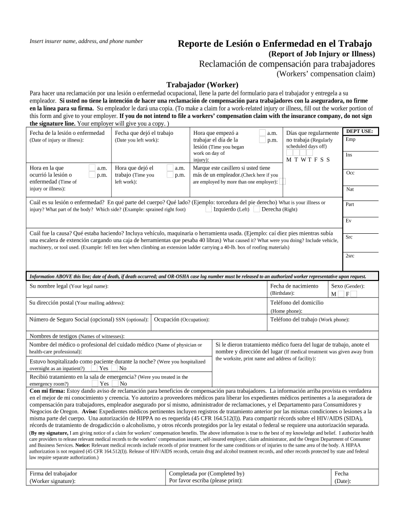 Report Job Injury Form