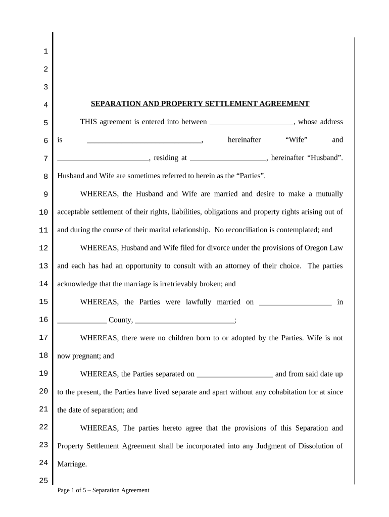 Oregon Separation  Form