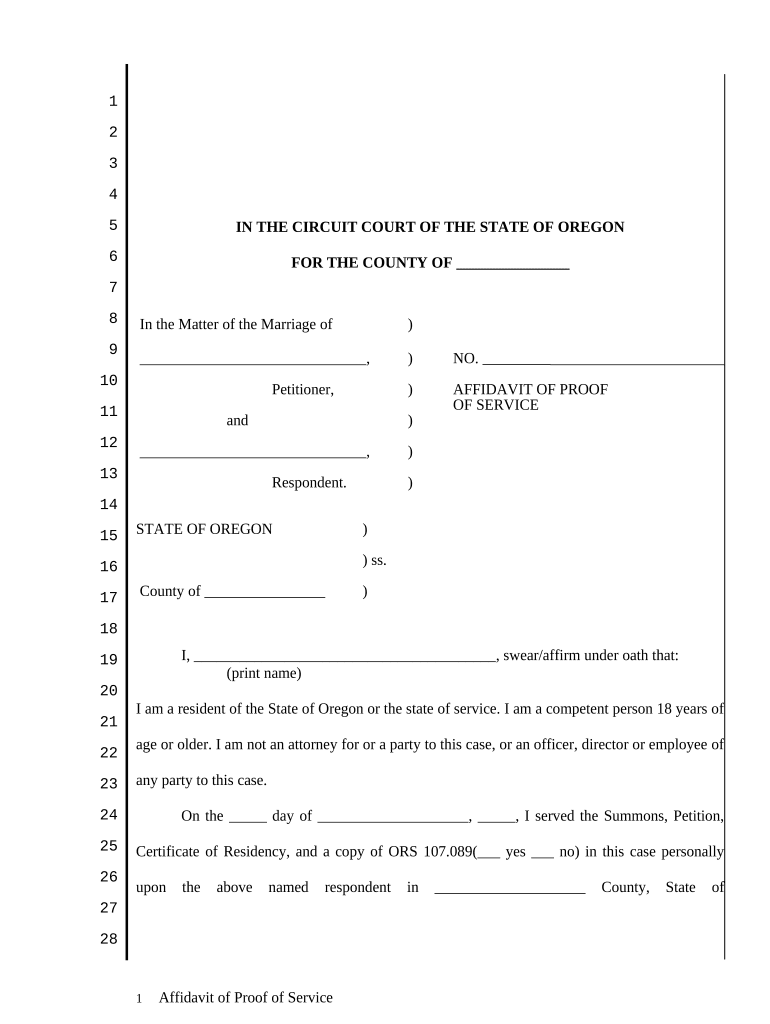 Oregon Service Paper  Form