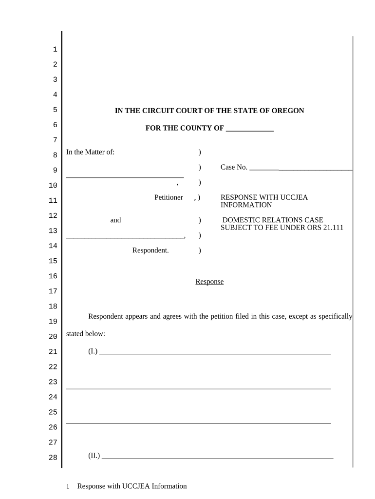 Uccjea Oregon  Form