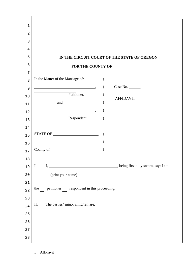 Oregon Minor  Form