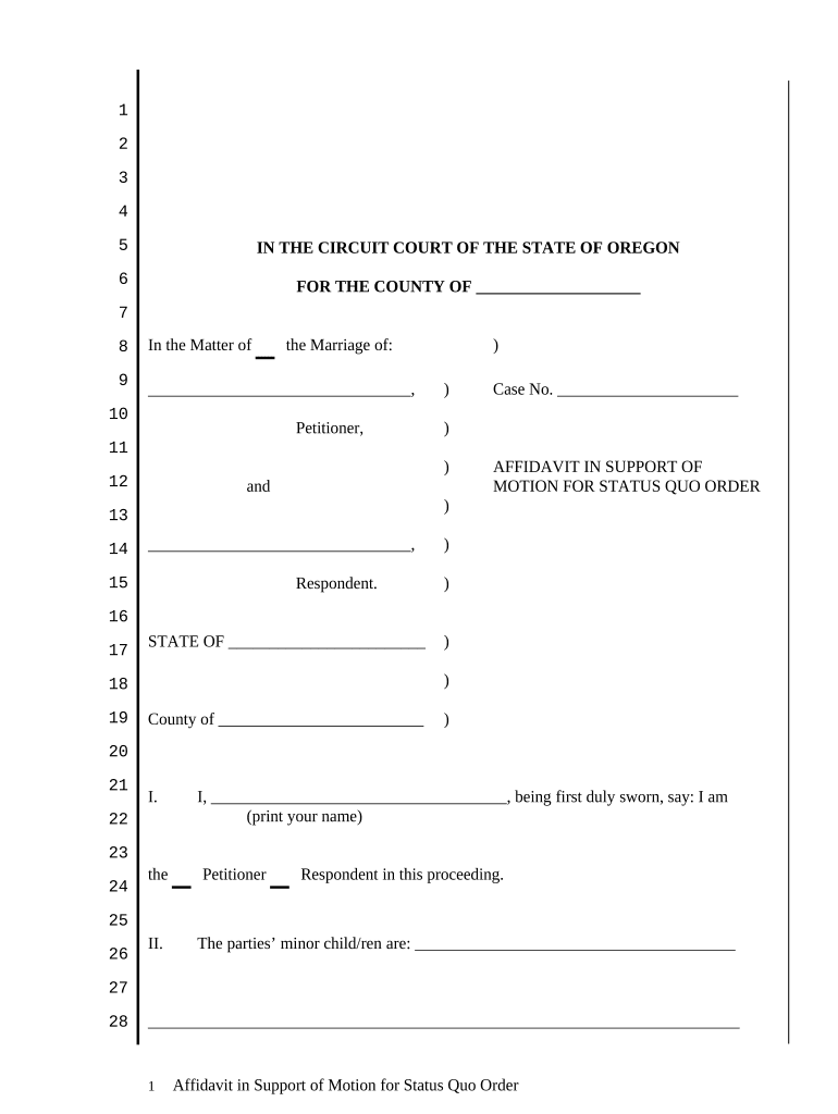 Motion Status Quo  Form