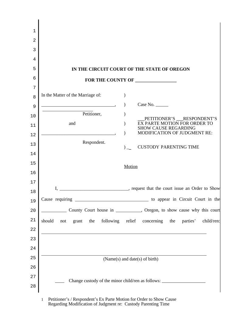 Parte Motion Order  Form