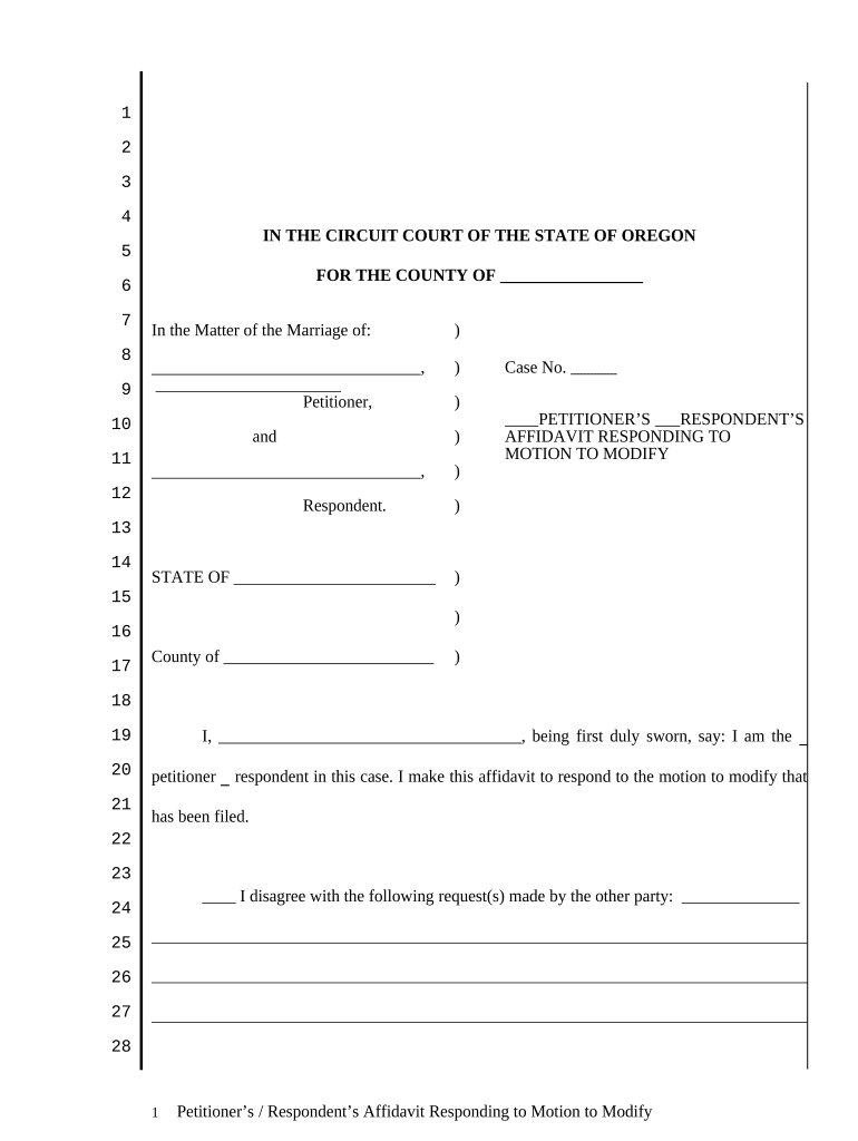 Respondent Affidavit  Form