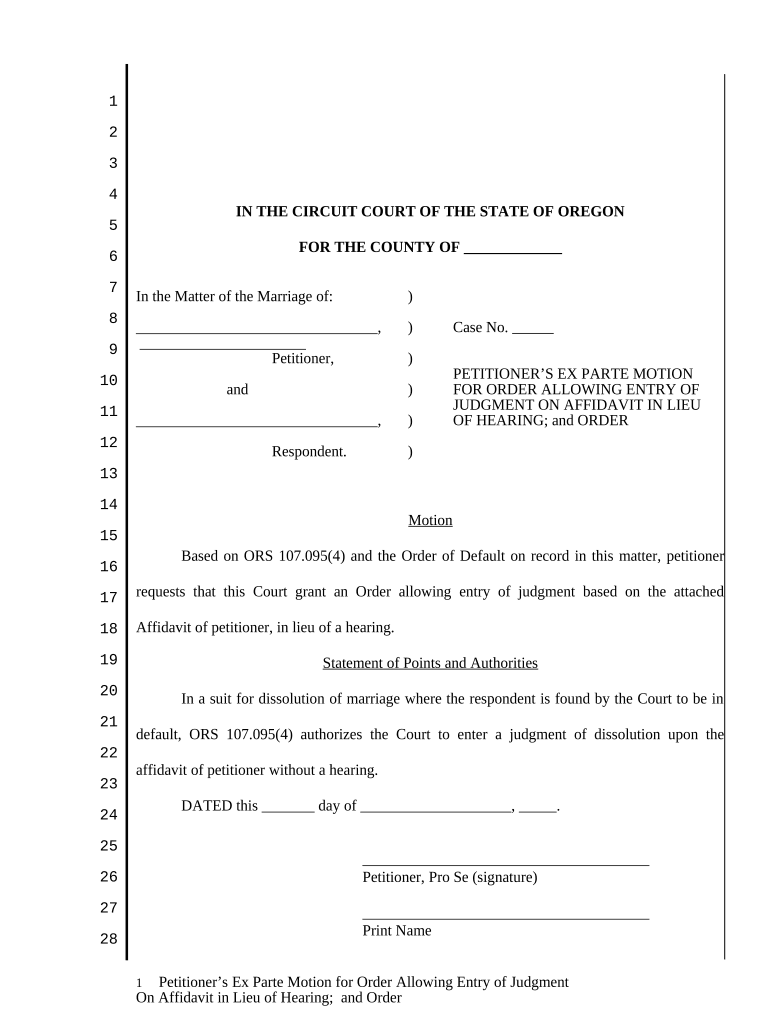 Oregon Parte  Form