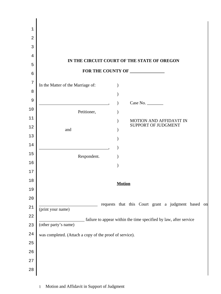 Or Motion Judgment  Form