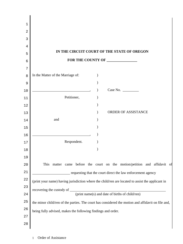 Oregon Assistance  Form