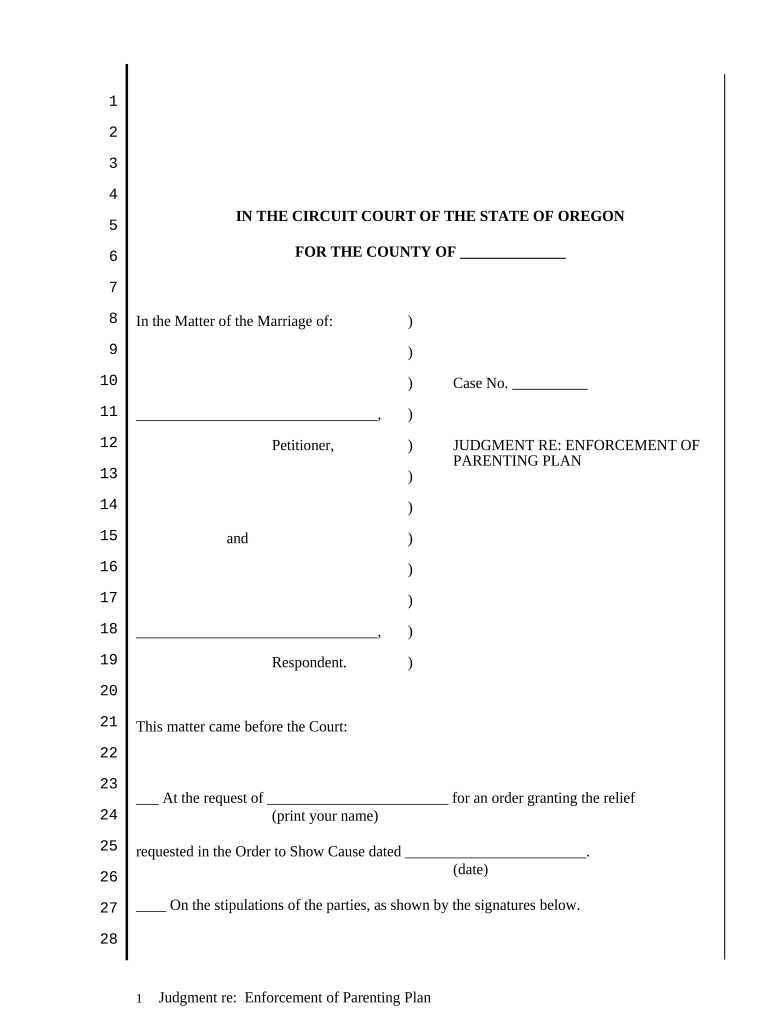 Oregon Regarding  Form