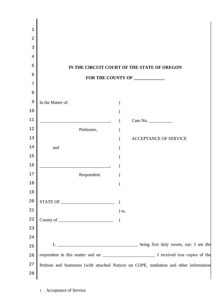 Oregon Acceptance Service  Form