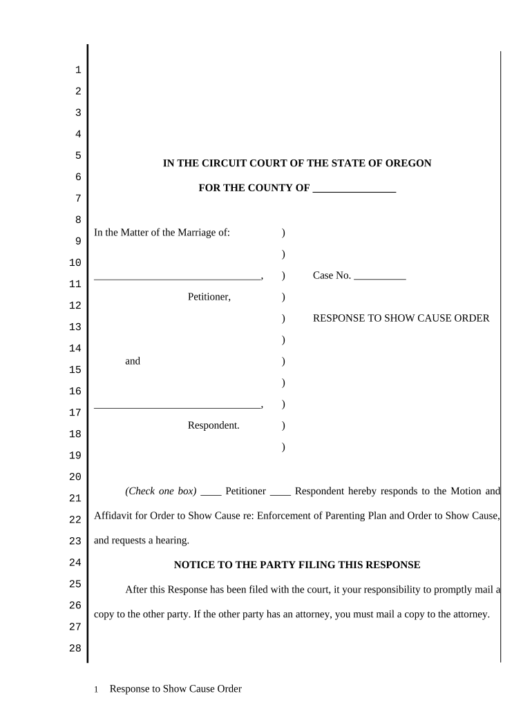 Show Cause Order Template  Form