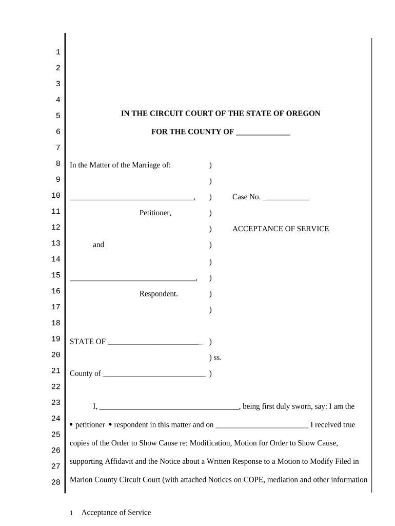 Oregon Acceptance Service  Form