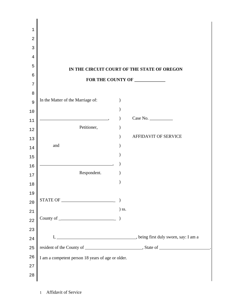 Oregon Affidavit  Form