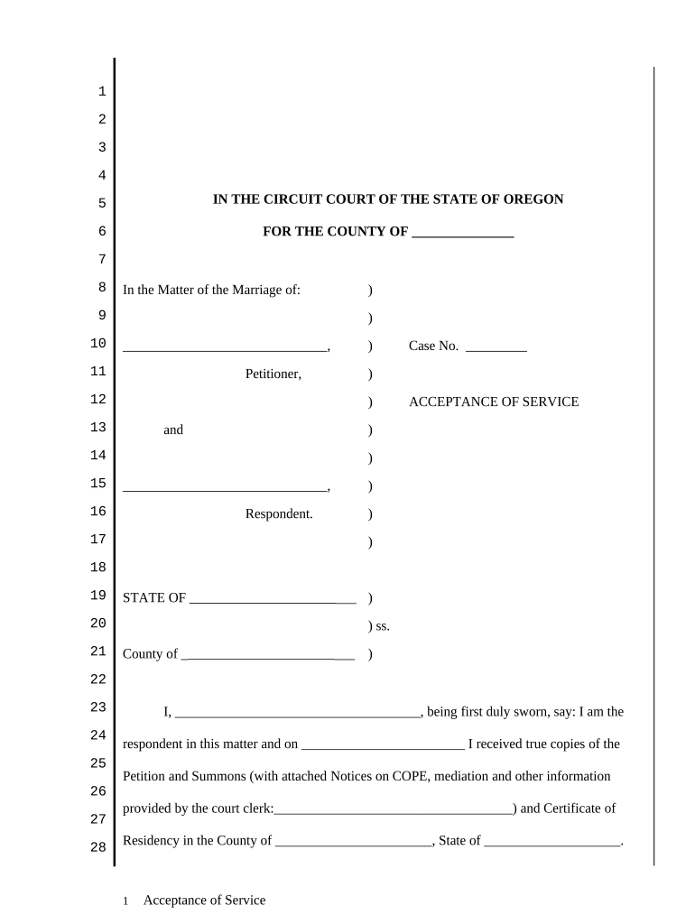 Oregon Acceptance Service  Form