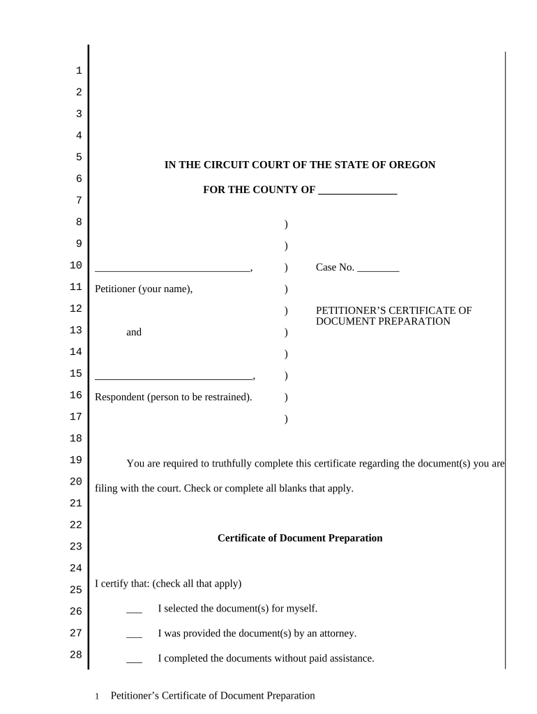 Document Preparation  Form