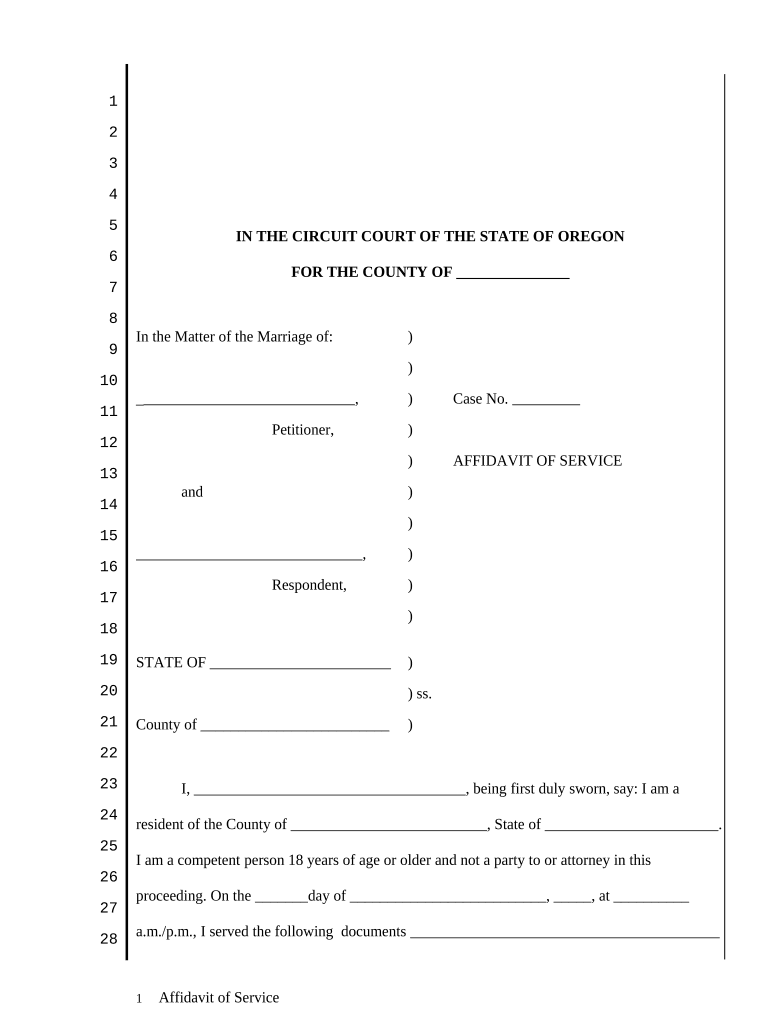 Affidavit Service Personal  Form