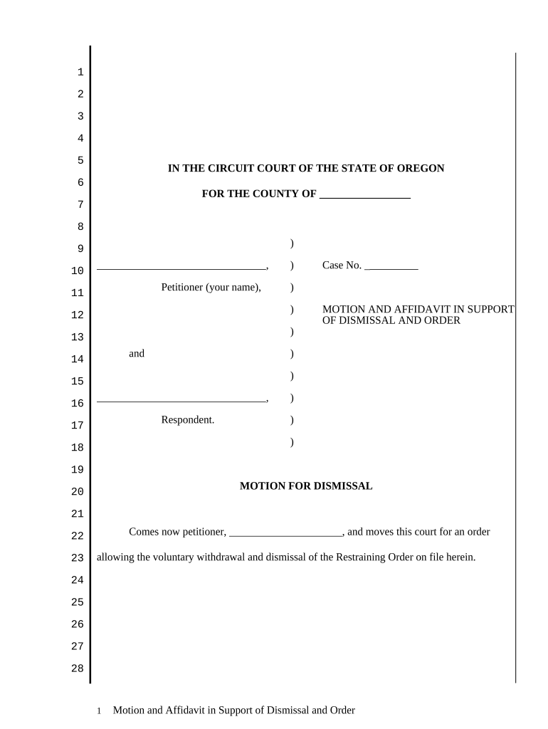 Affidavit Dismissal  Form