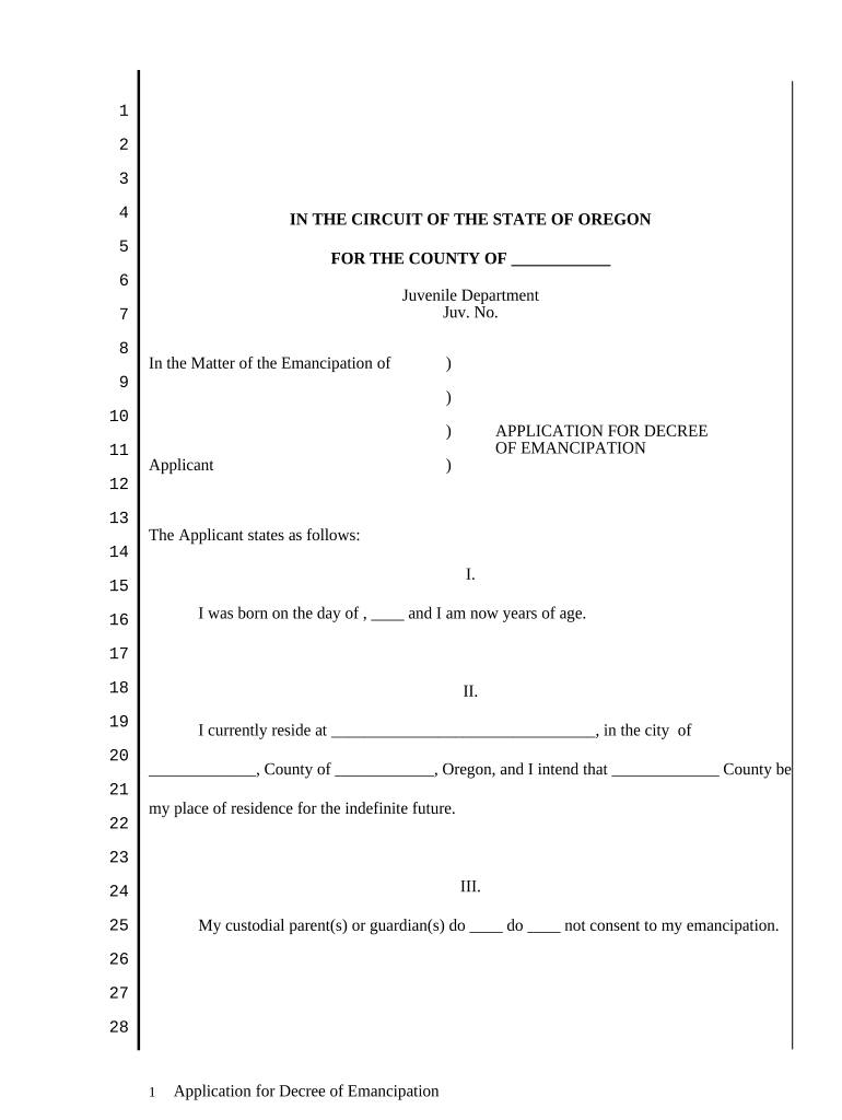 Emancipation Form Document