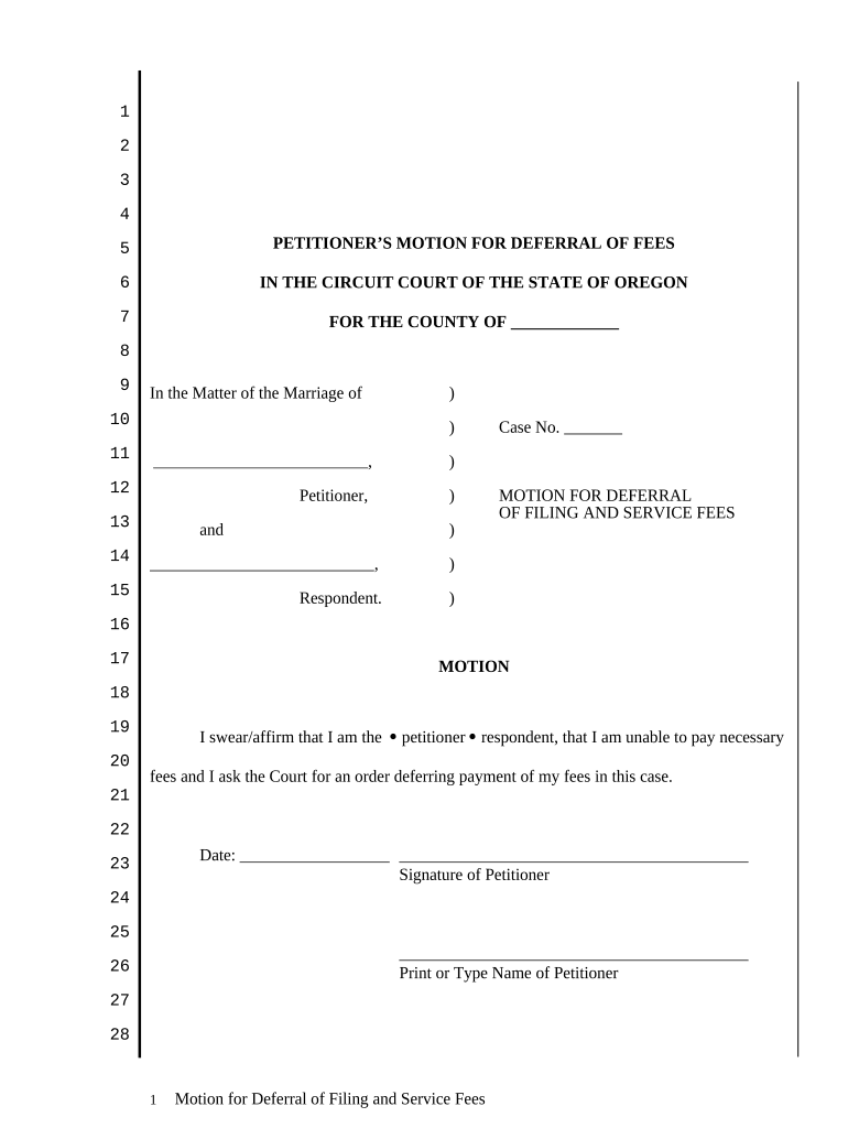 Motion Filing Fees  Form