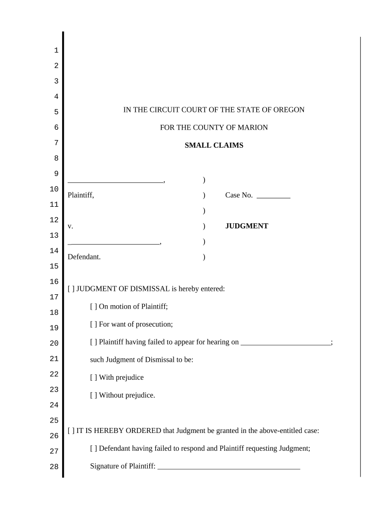 Small Claims Judgment Form