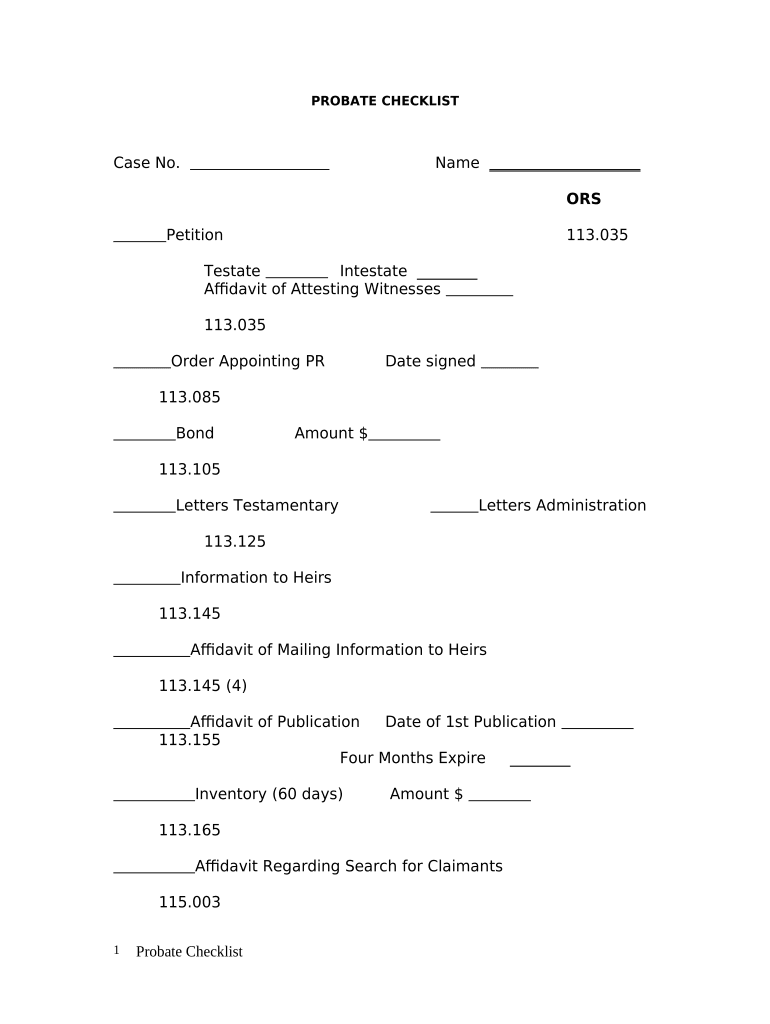 Oregon Probate  Form