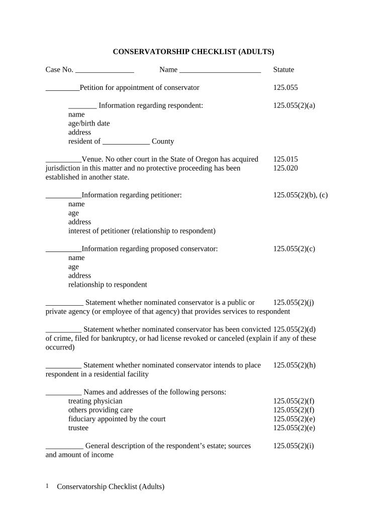 Oregon Conservatorship  Form