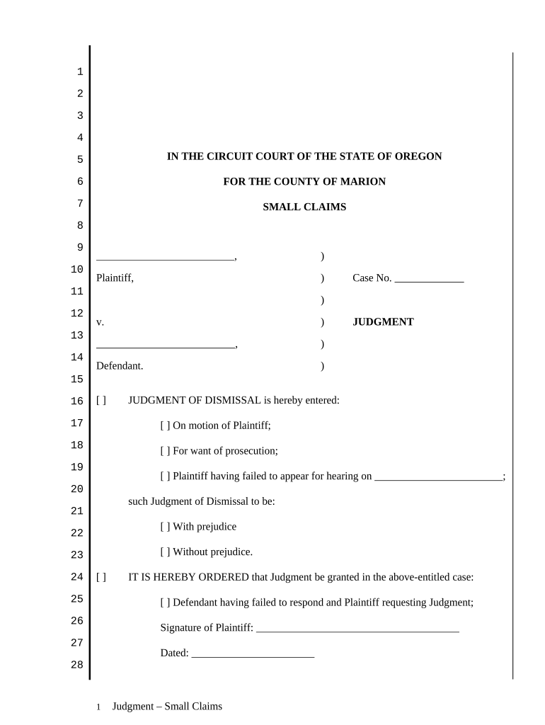 Small Claims Judgment Oregon  Form